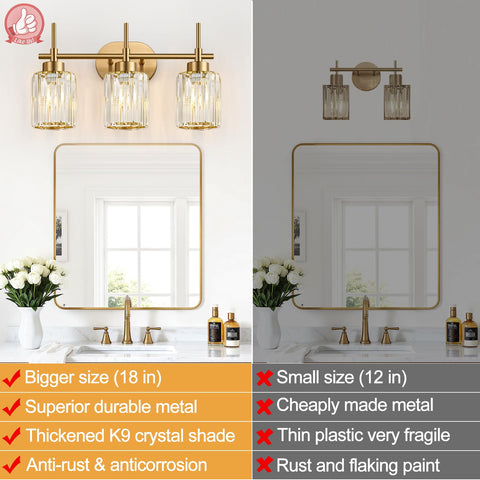 Meybiok brushed gold finish bathroom light complements contemporary decor
