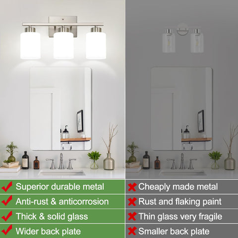 Durable brushed nickel finish resists moisture in damp bathrooms by Meybiok.