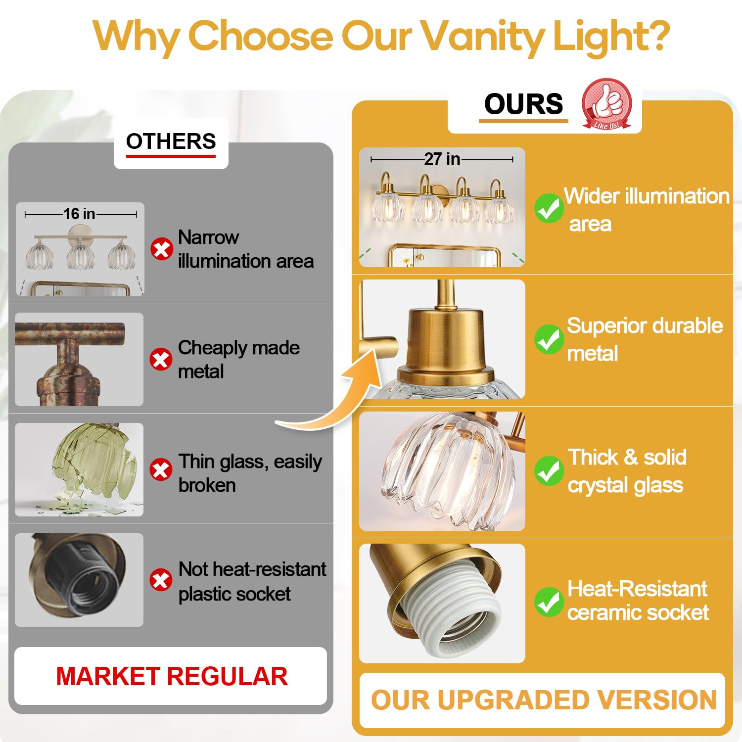 Meybiok tulip crystal glass shade highlights soft, elegant glow.