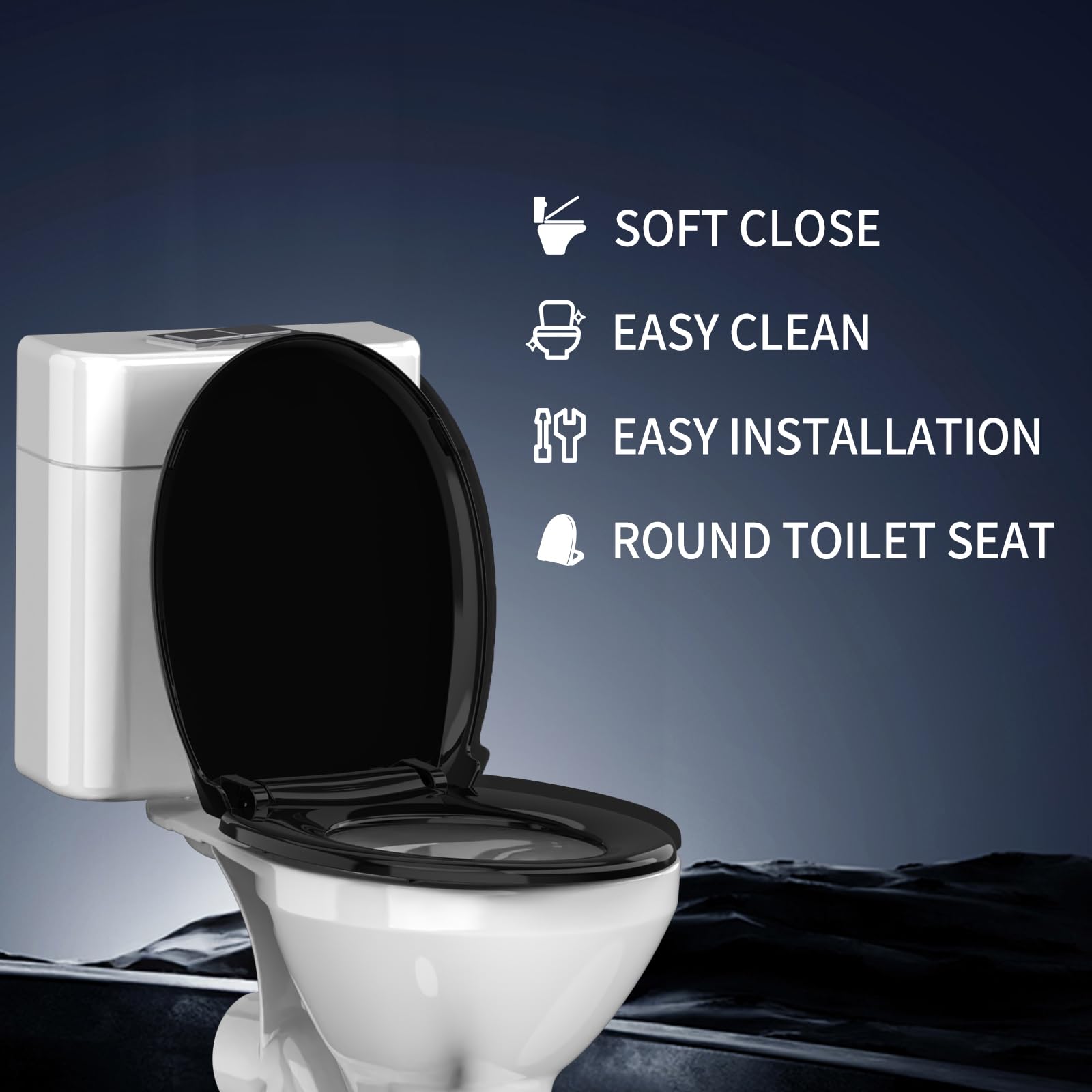 Meydrdou 165-round toilet seat fits most standard bowls