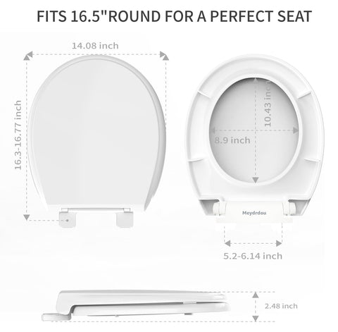 Meydrdou white round seat fits most standard toilets securely.