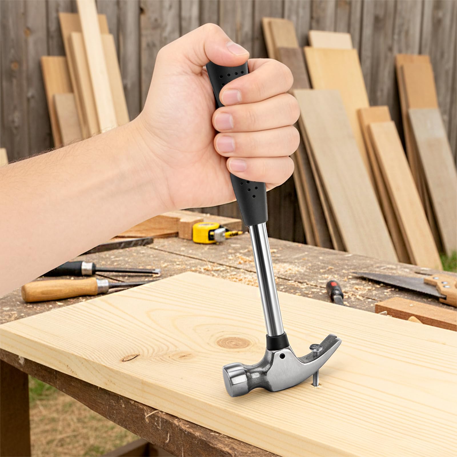Mezchi compact 8oz hammer in use for light repairs.