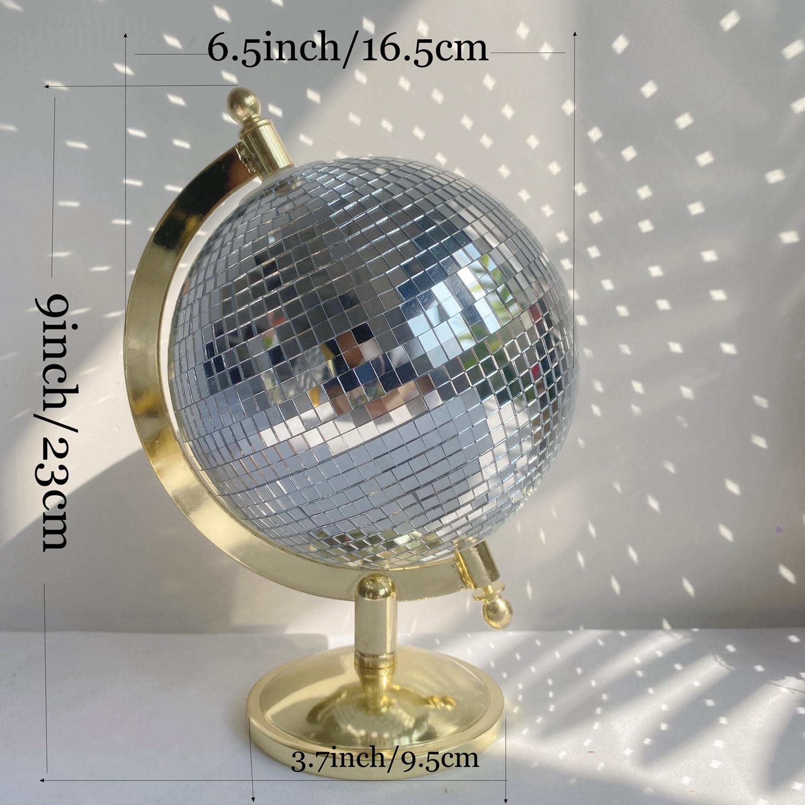 MFGDISCO gold metal stand complements the globe's finish.