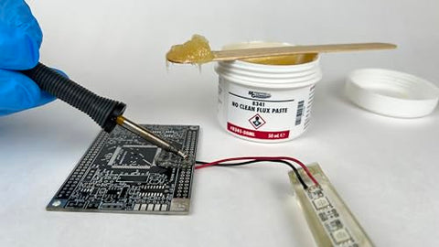 MG Chemicals 8341 flux demonstrates instant wetting on a PCB