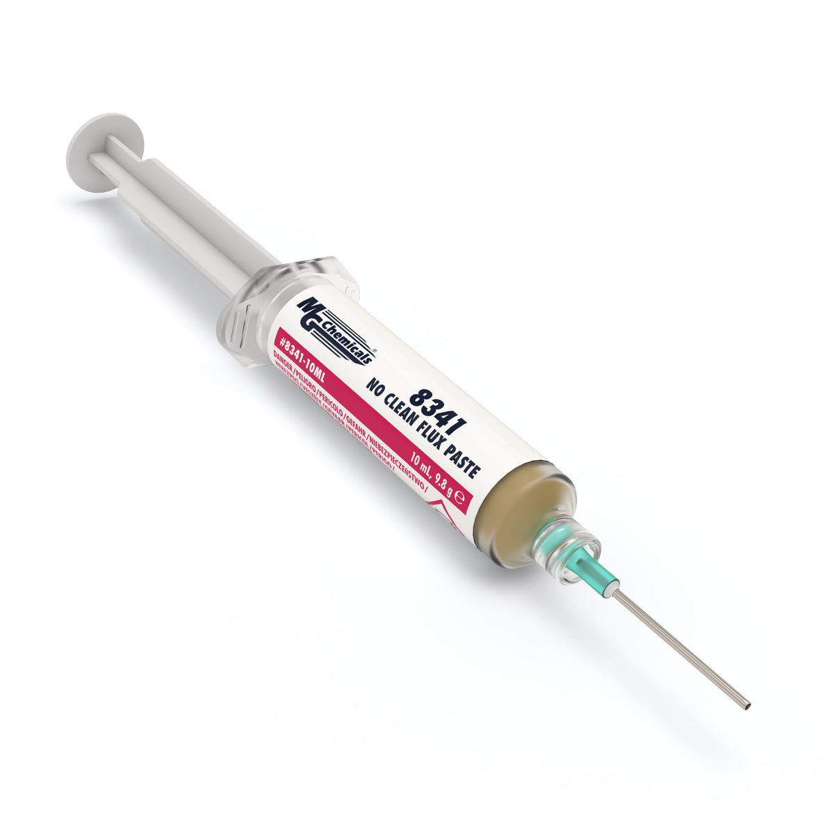 MG Chemicals 8341 flux paste in 10 ml dispenser enables precise SMT touch-ups with no-clean residue.