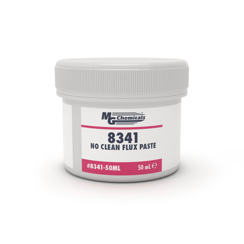 MG Chemicals 8341 flux paste jar shows no-clean performance for clean solder joints