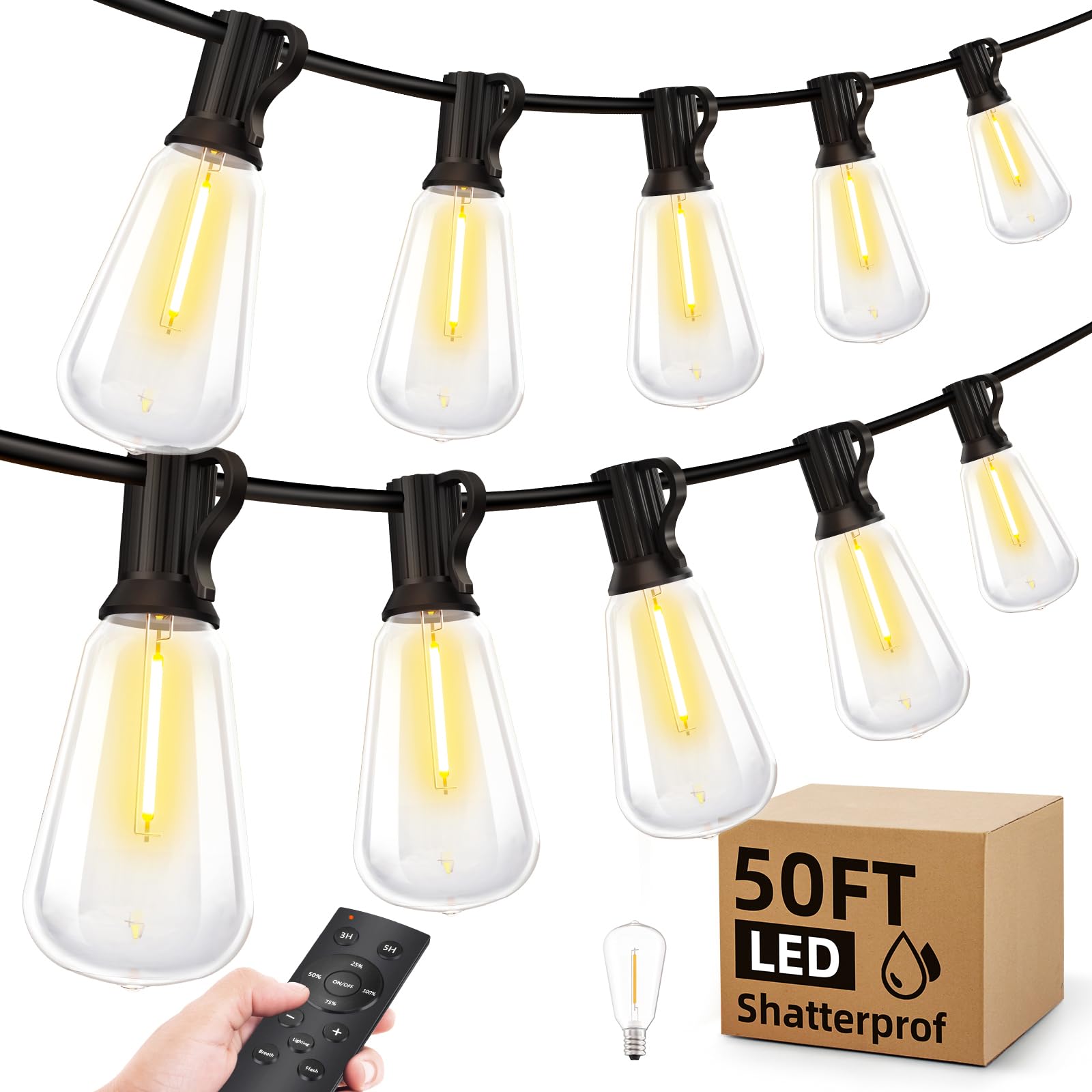 MGVIH outdoor string lights with remote dimming offer versatile backyard ambiance.