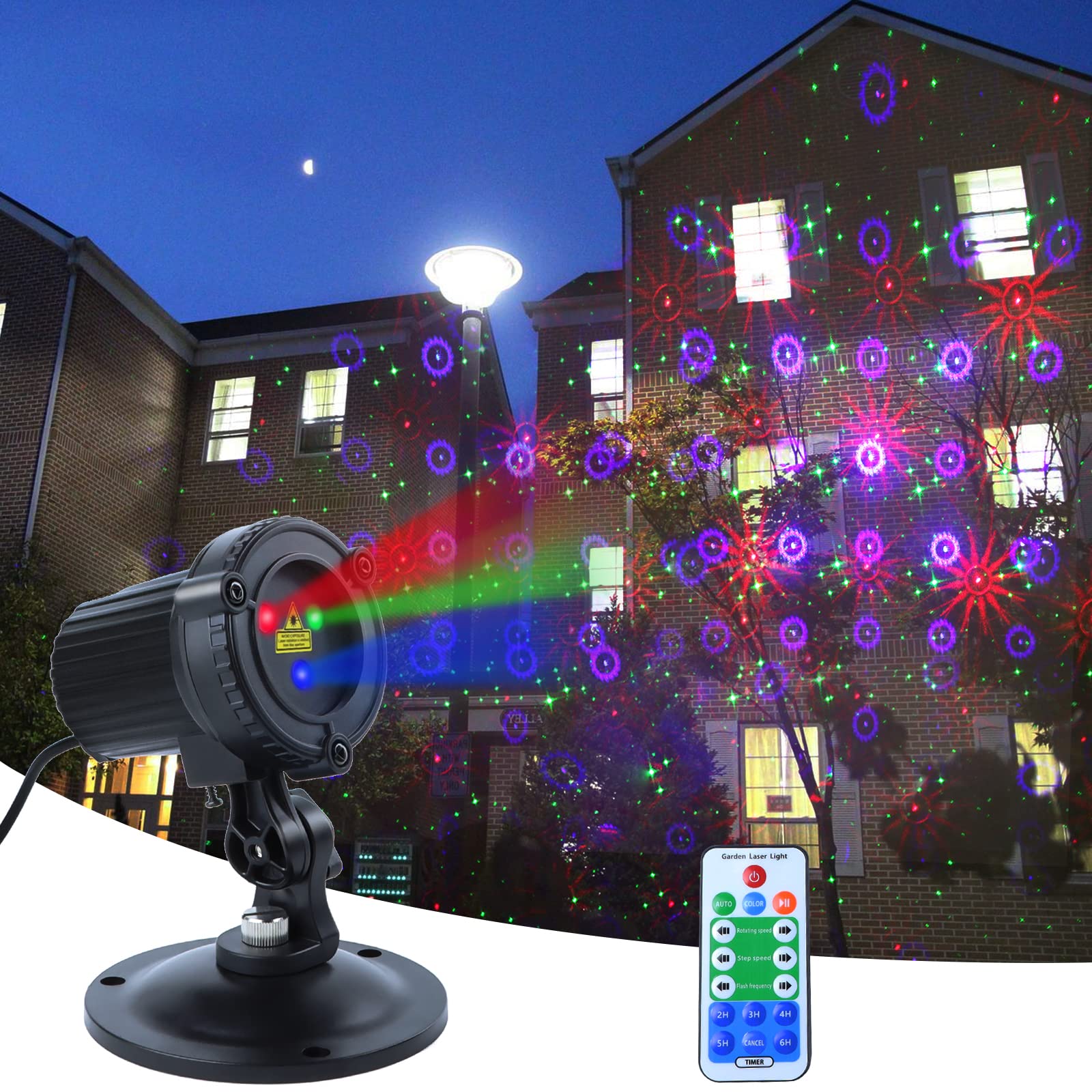MHAZDZE 18-patterns-dancing-lights across lawn for festive ambiance.
