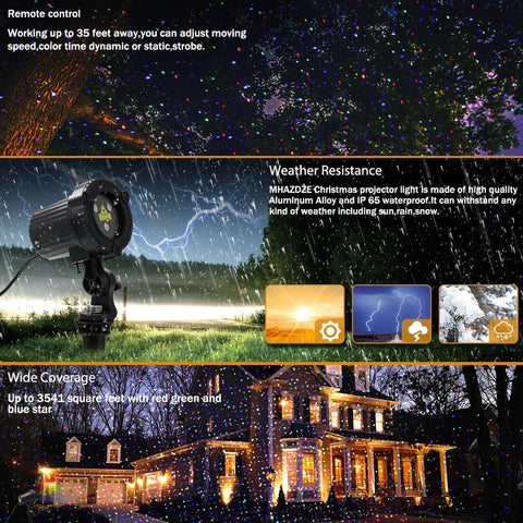MHAZDZE laser projector remote control enables precise color and speed adjustments from a distance.