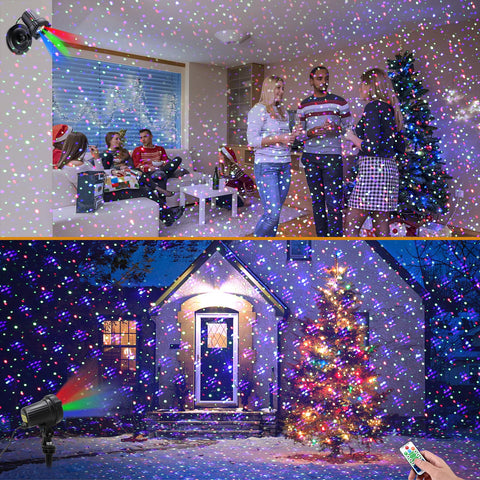 MHAZDZE laser lights illuminate exterior walls, trees, and lawns with bright, even patterns.