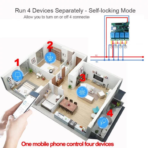 MHCOZY 4CH wifi relay voice control with Alexa and Google Assistant for hands-free operation.