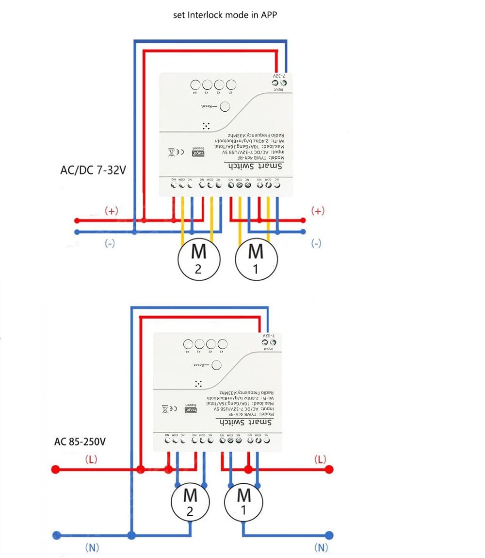 MHCOZY 4CH wifi relay voltage range supports USB 5V or DC 7-32V for flexibility.