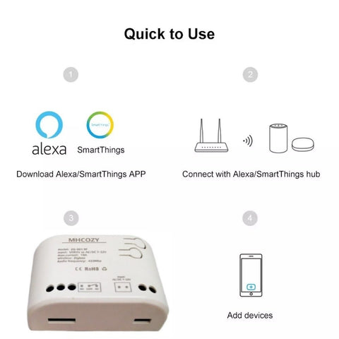 MHCOZY simple installation with one-tap ZigBee hub pairing.