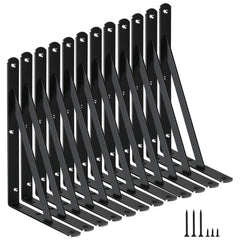 MHMYDZ 12-pack heavy-duty shelf brackets; matte black finish for sturdy wall storage