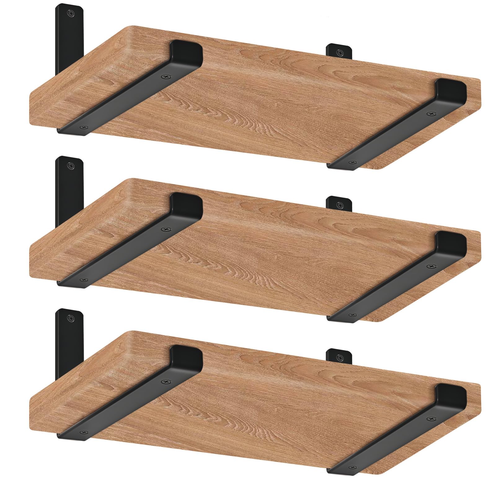 MHMYDZ 12-inch floating shelf bracket in black for sturdy support.