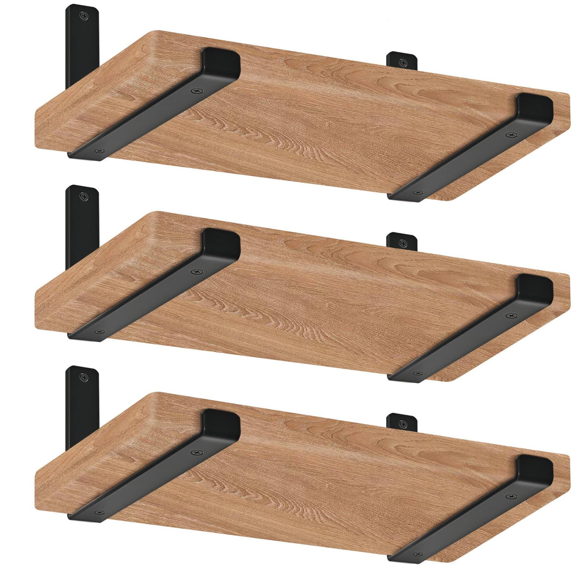 MHMYDZ 12-inch floating shelf bracket in black for sturdy support.