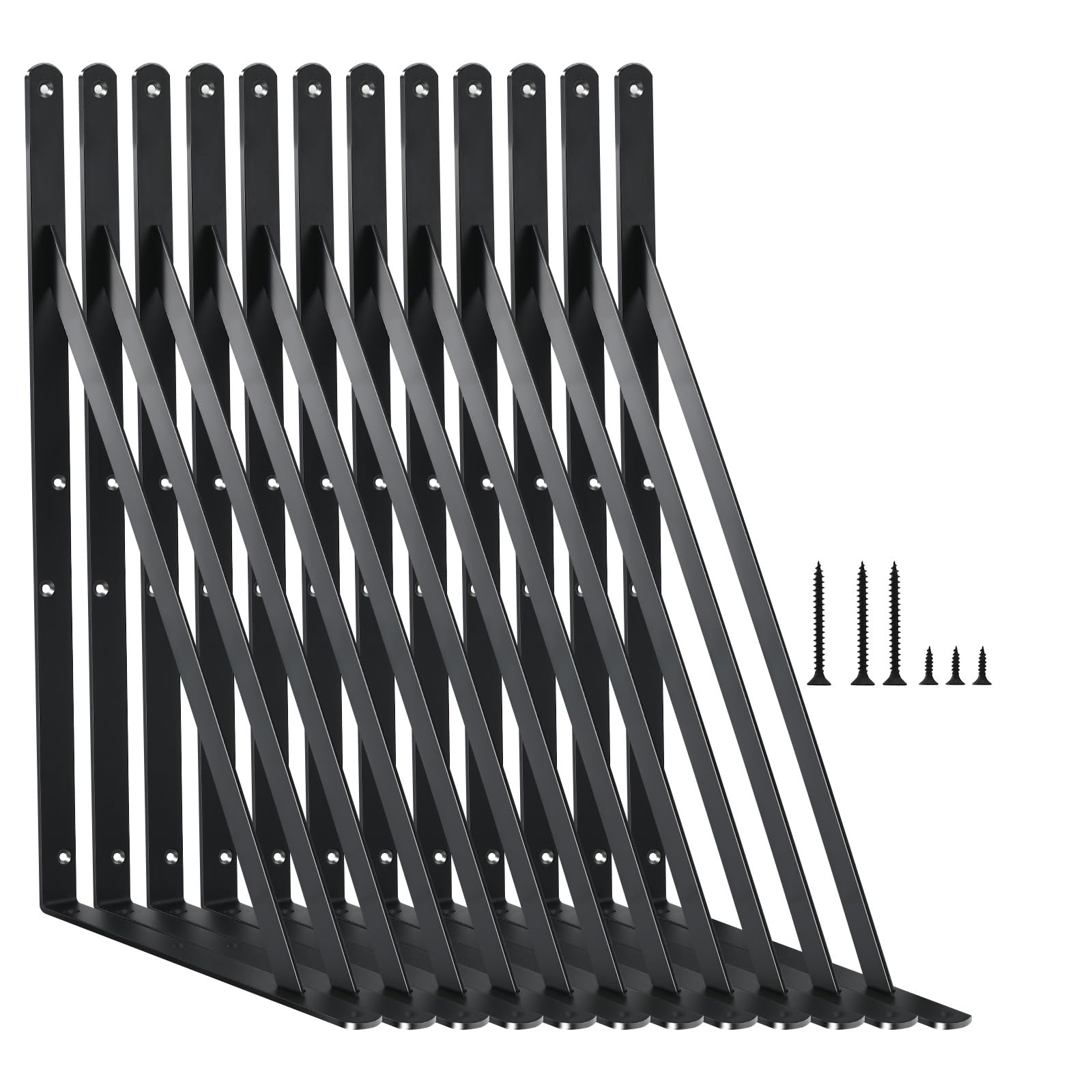 MHMYDZ 12-pack wall-mount brackets provide sturdy shelf setup.