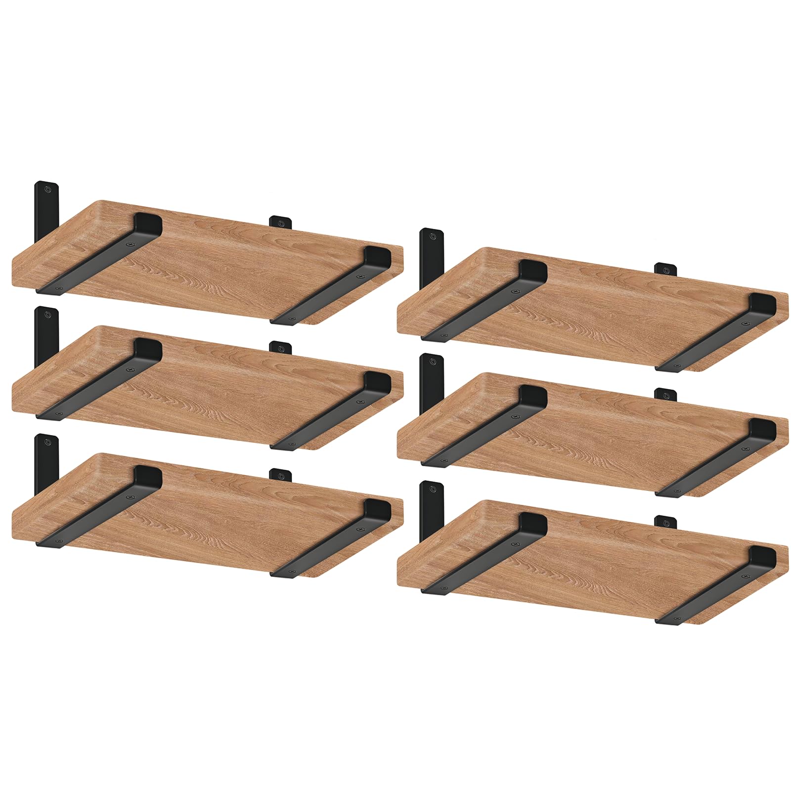 MHMYDZ 12-pack black shelf brackets ready for wall mounting, delivering sturdy support