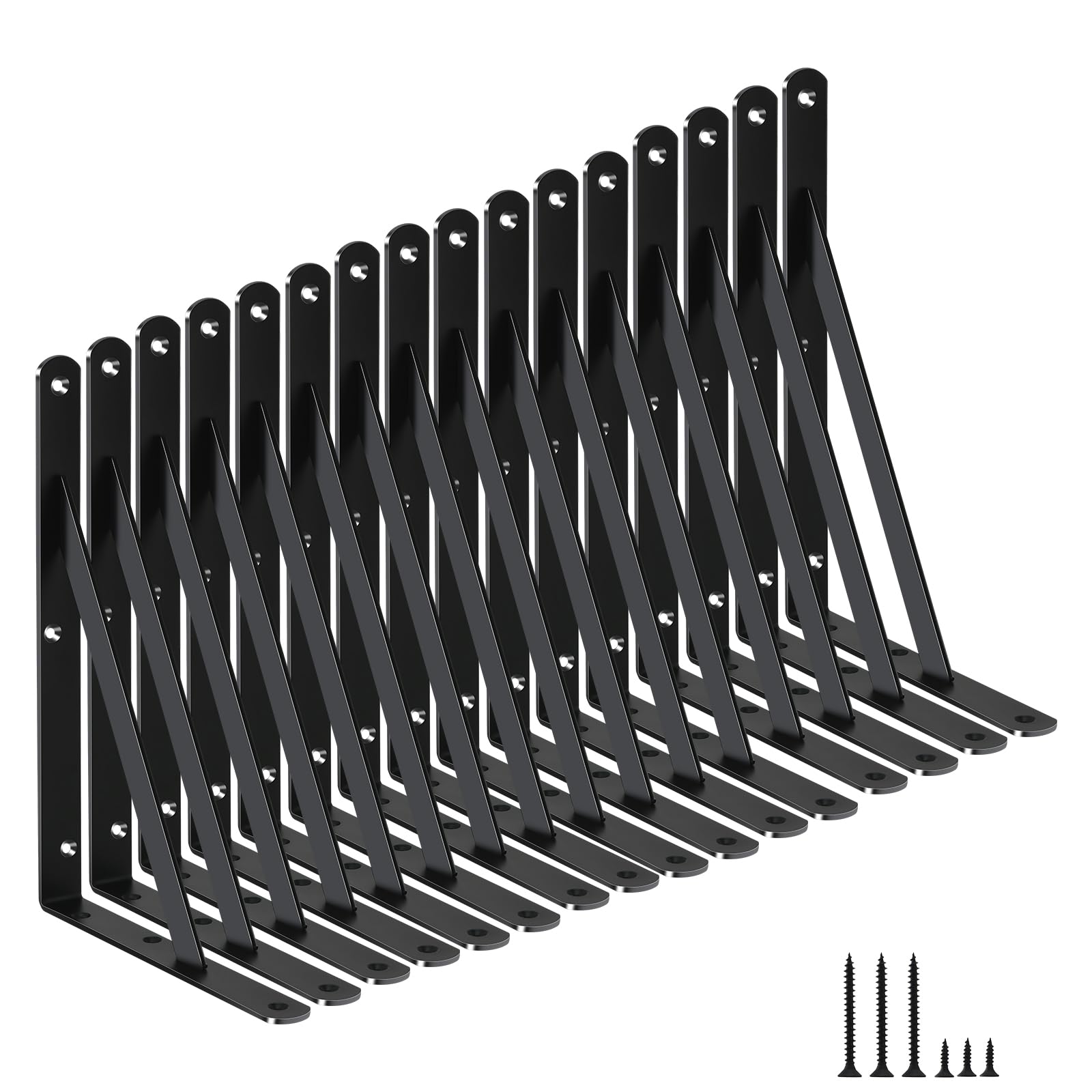 MHMYDZ 16-pack shelf brackets wall-mounted for strong, reliable shelf support.