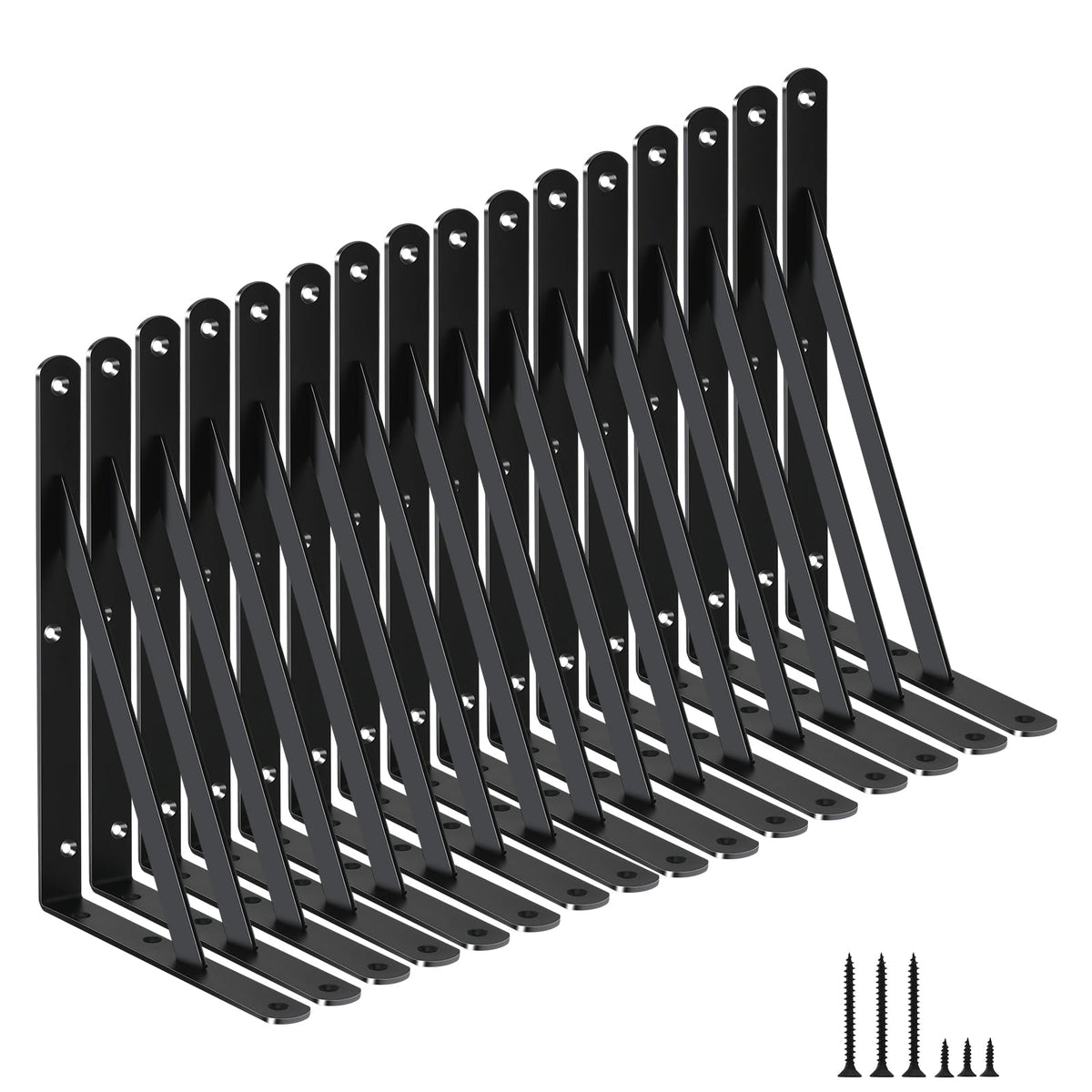 MHMYDZ 16-pack shelf brackets wall-mounted for strong, reliable shelf support.
