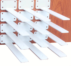 MHMYDZ 8-inch white L-bracket closeup, sturdy steel for strong shelves