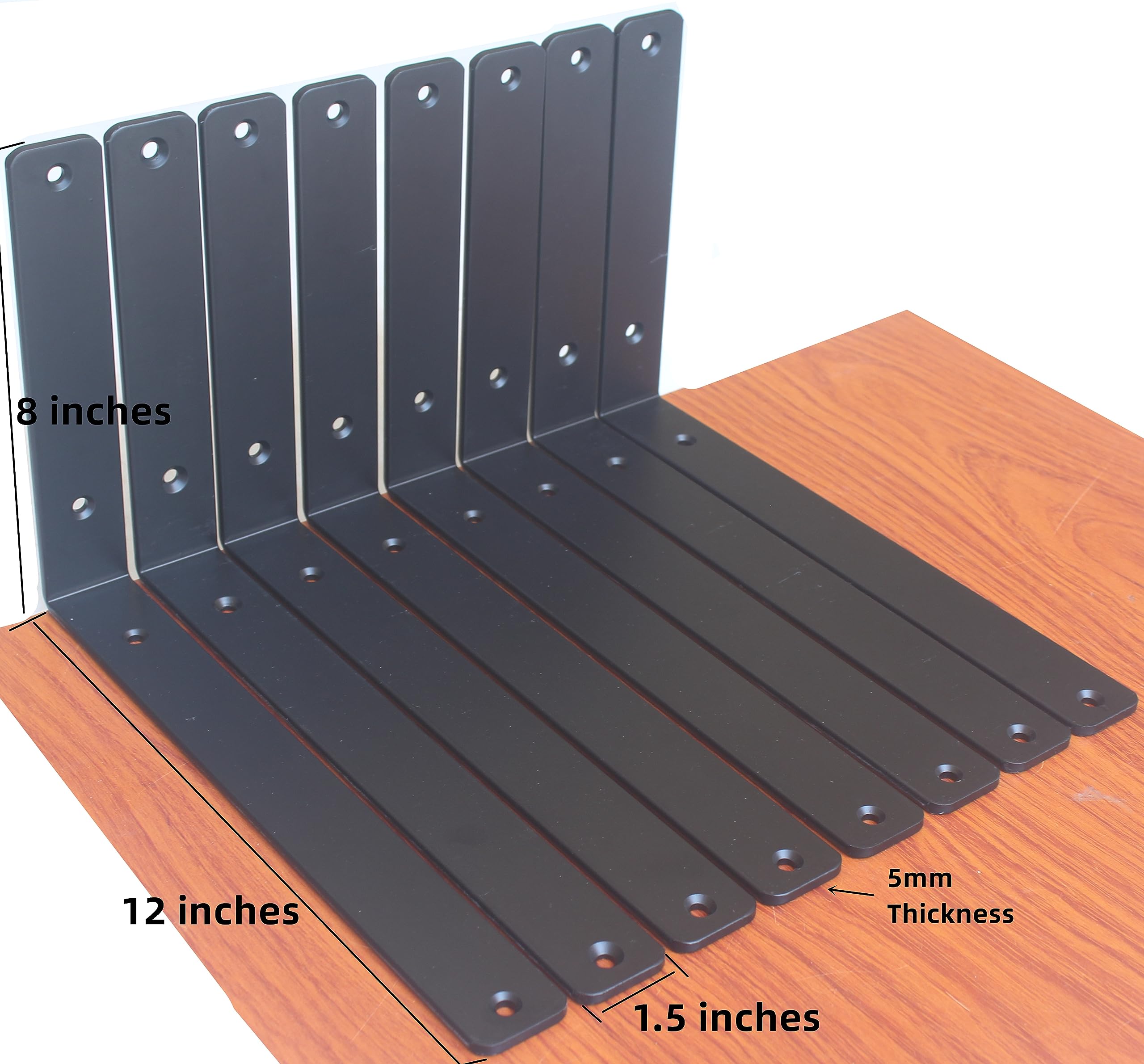 MHMYDZ black L bracket front view highlighting robust 5mm steel construction.