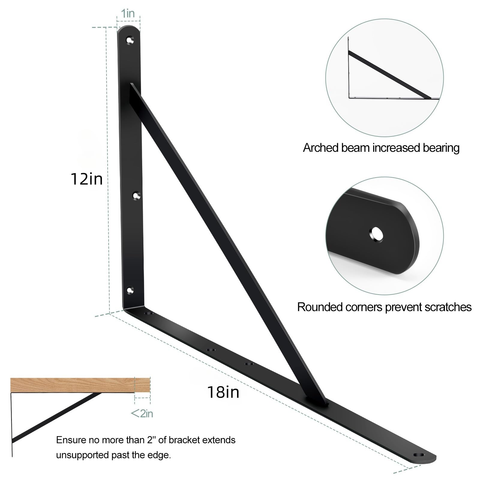 MHMYDZ heavy-duty shelf brackets in matte black finish offer durability.