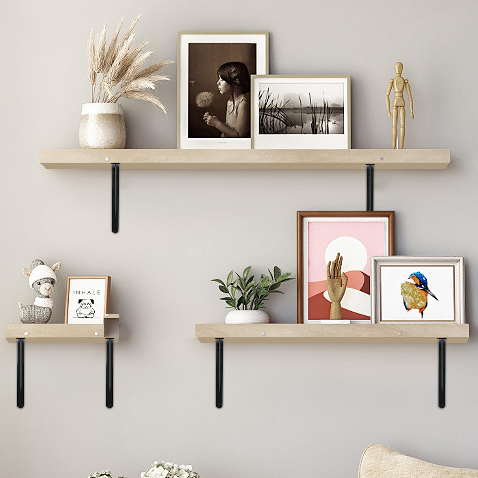 MHMYDZ kitchen shelf setup with sturdy brackets supporting a pantry shelf
