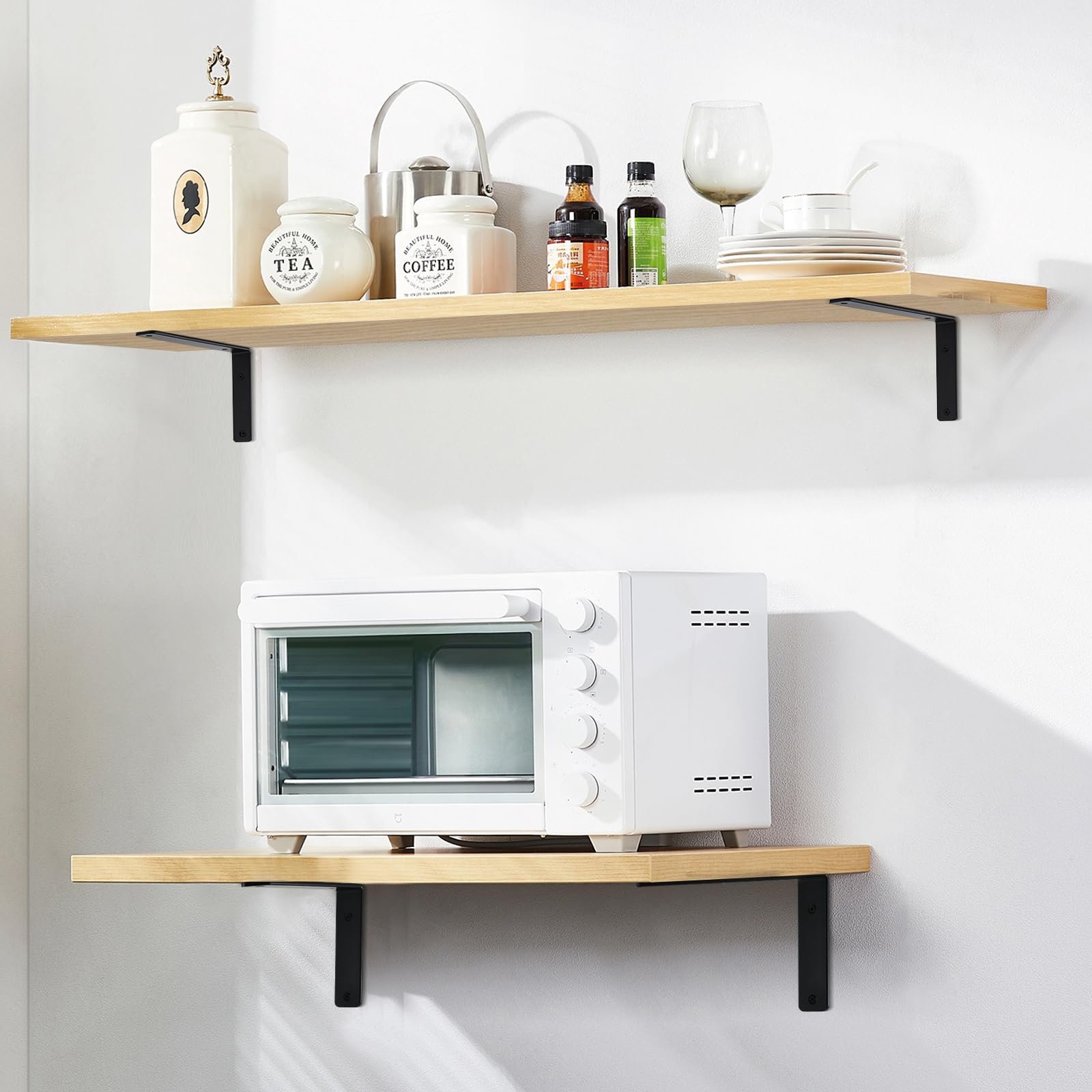 MHMYDZ matte black finish L bracket adds rustic appeal to shelves.