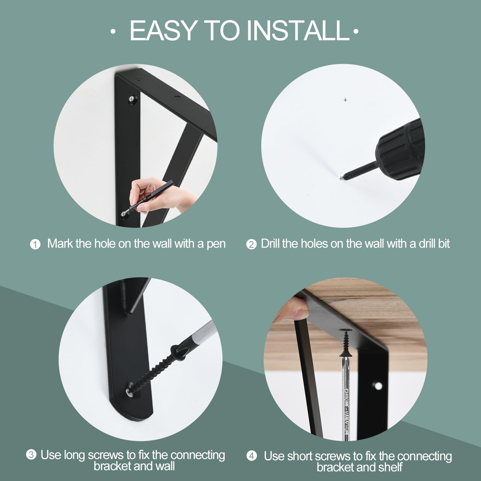 MHMYDZ wall-mounted brackets supporting a shelf for a clean, modern look