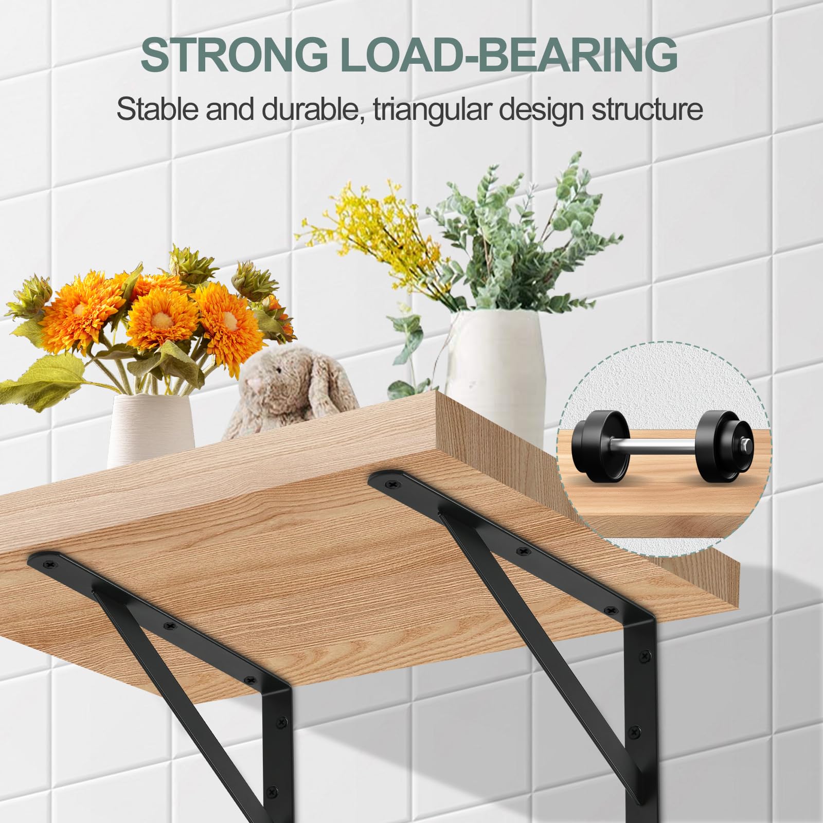 MHMYDZ wood shelf installation with included long and short screws
