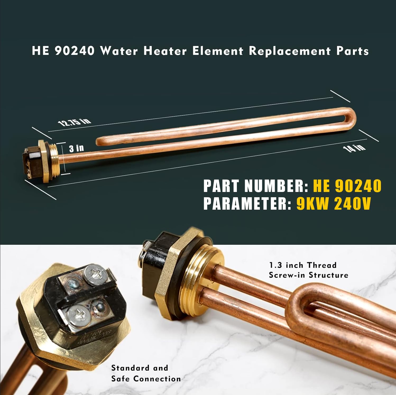 Mhrxusd HE 90240 copper screw-in element for EcoSmart ECO27 installation