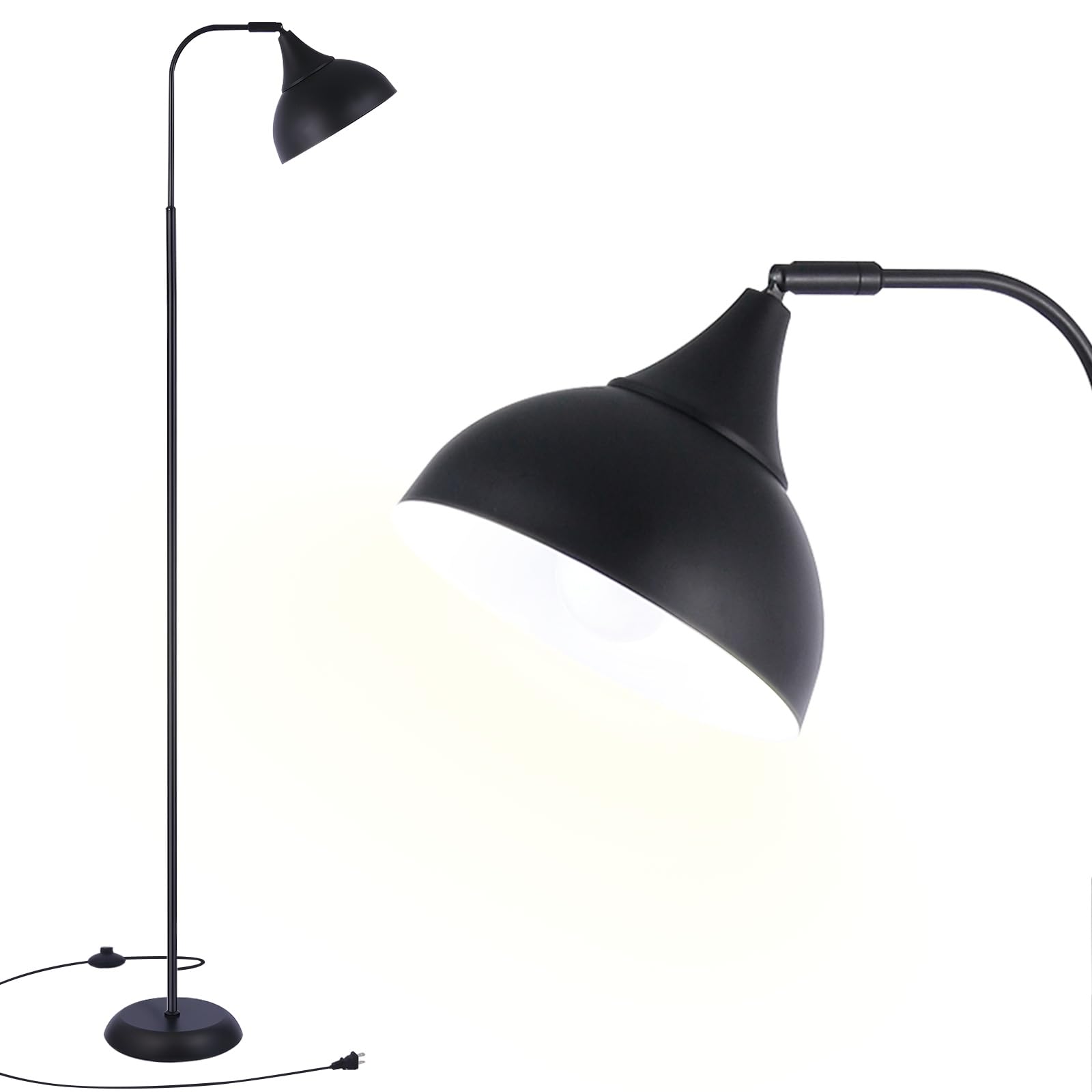 MHYFYH Industrial LED Floor Lamp base close-up showing stable support for living areas