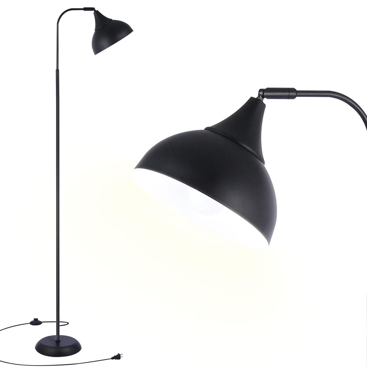 MHYFYH Industrial LED Floor Lamp base close-up showing stable support for living areas