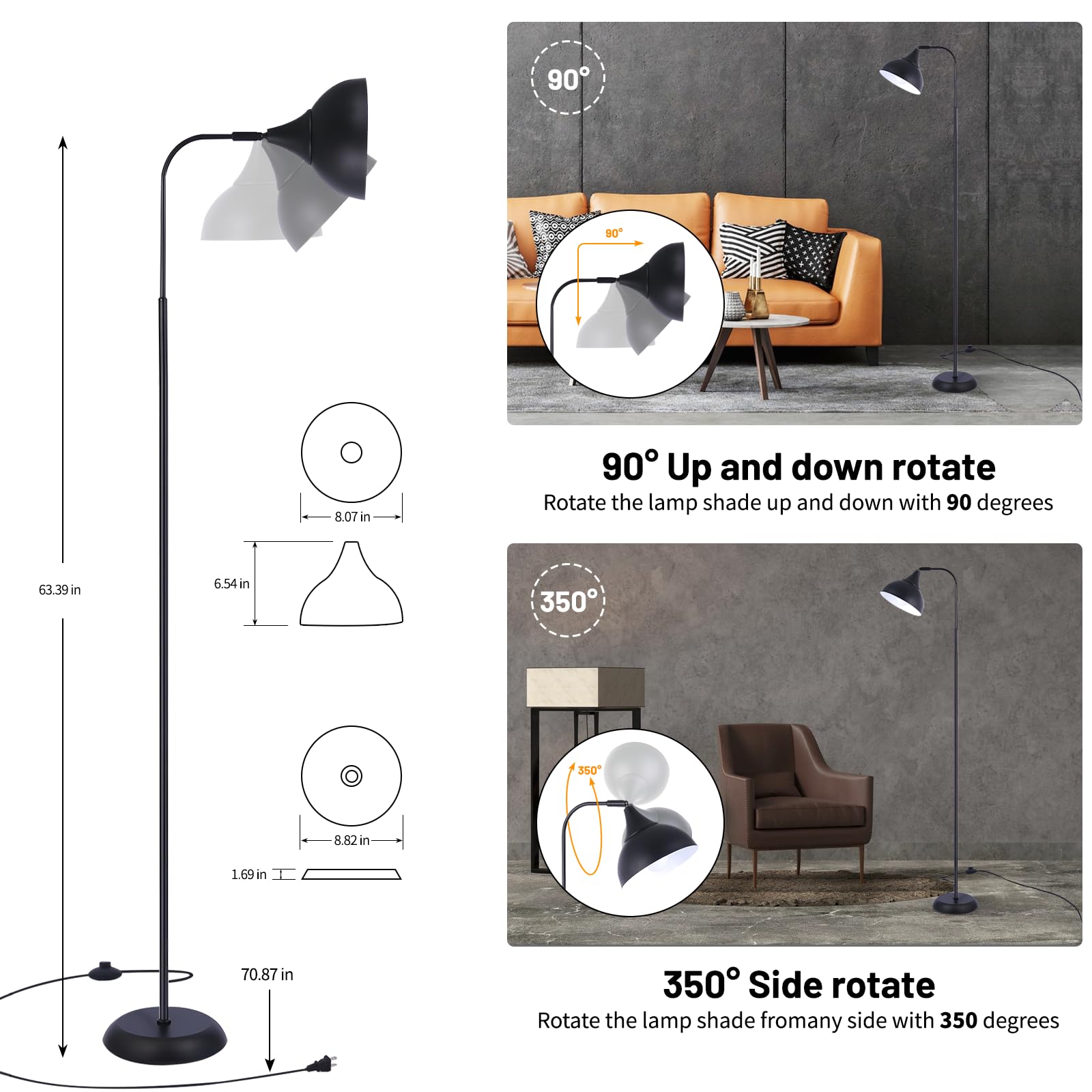 MHYFYH lamp tilt head for precise reading lighting