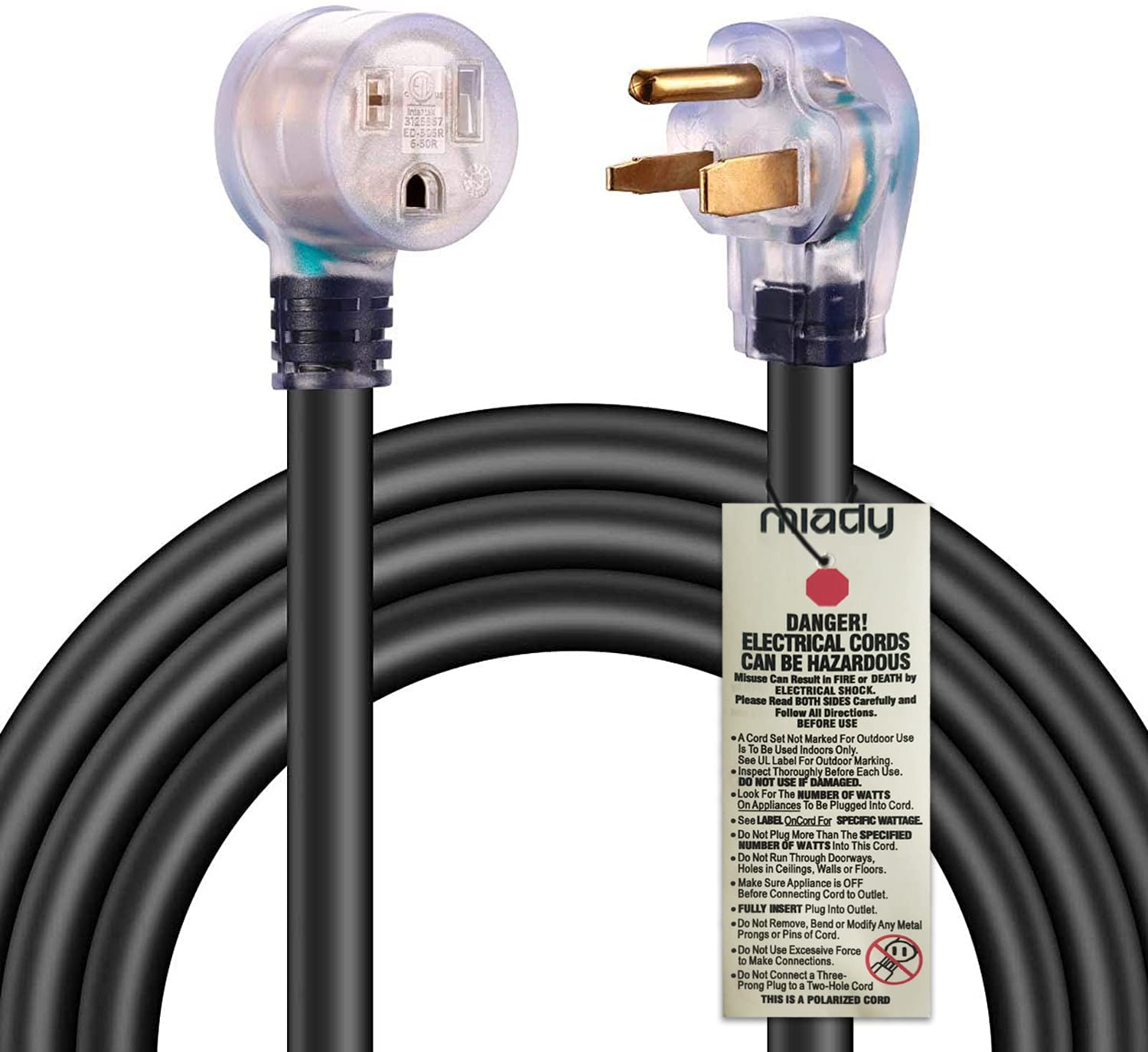Miady ETL approved label on cord ensuring safety and compliance