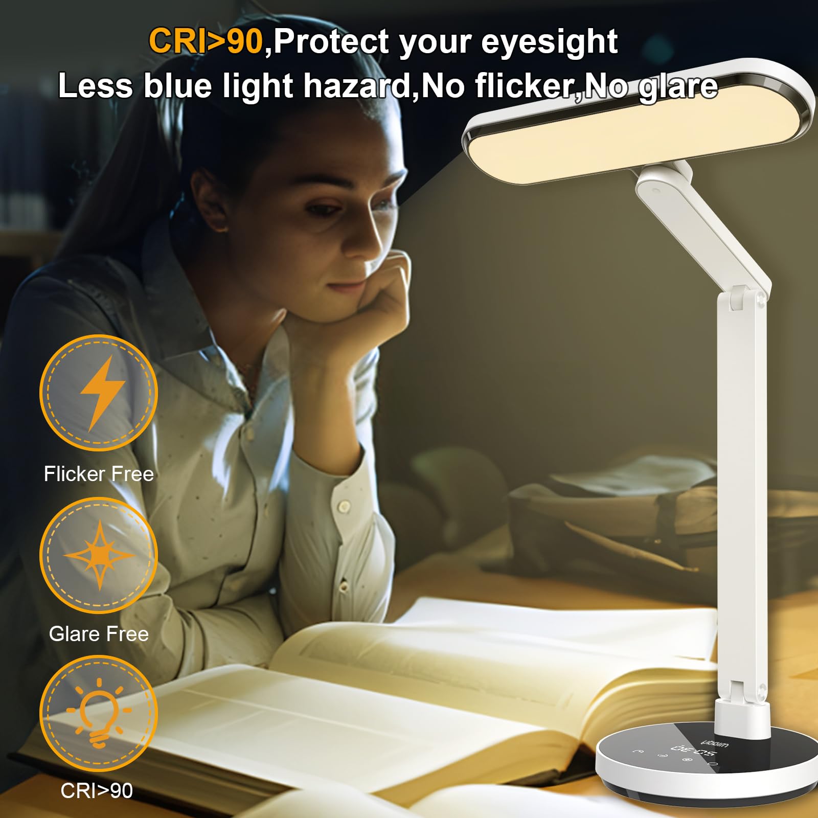 Miady LED desk lamp auto-off timer for timed lighting sessions.