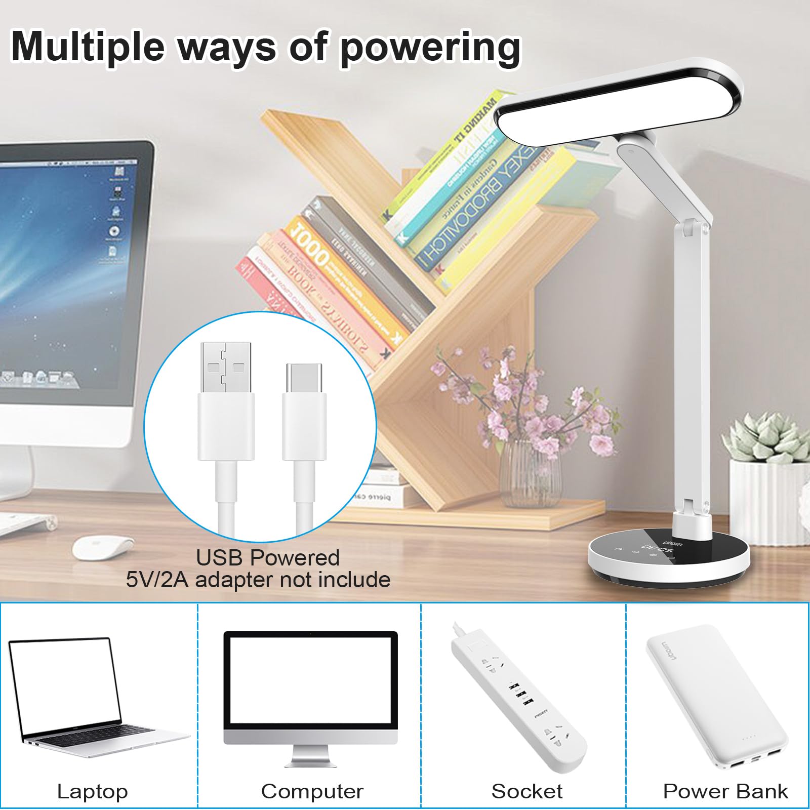 Miady stylish desk lamp fits office, bedroom, or study spaces.