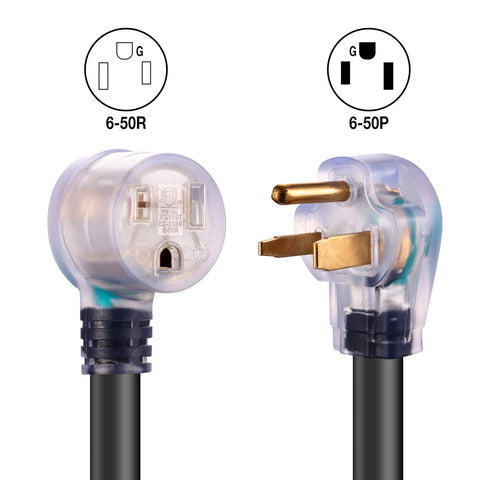 Miady cord shows a clear lighted end on the NEMA 6-50 plug