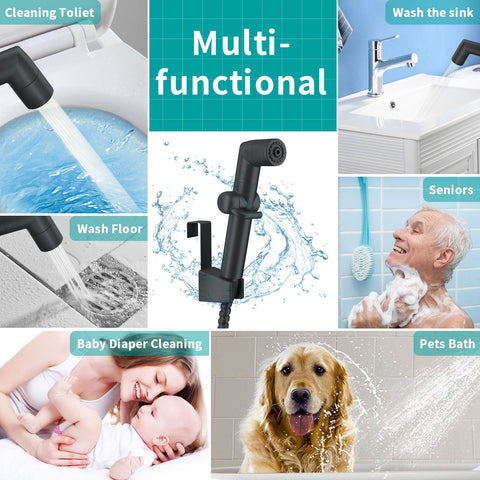 MIAOHUI bidet sprayer showing jet and stream modes for flexible cleaning