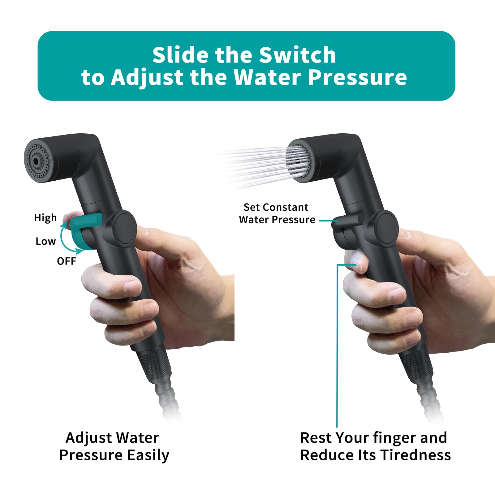 MIAOHUI materials highlight durability with ABS body, stainless hose, and brass valve