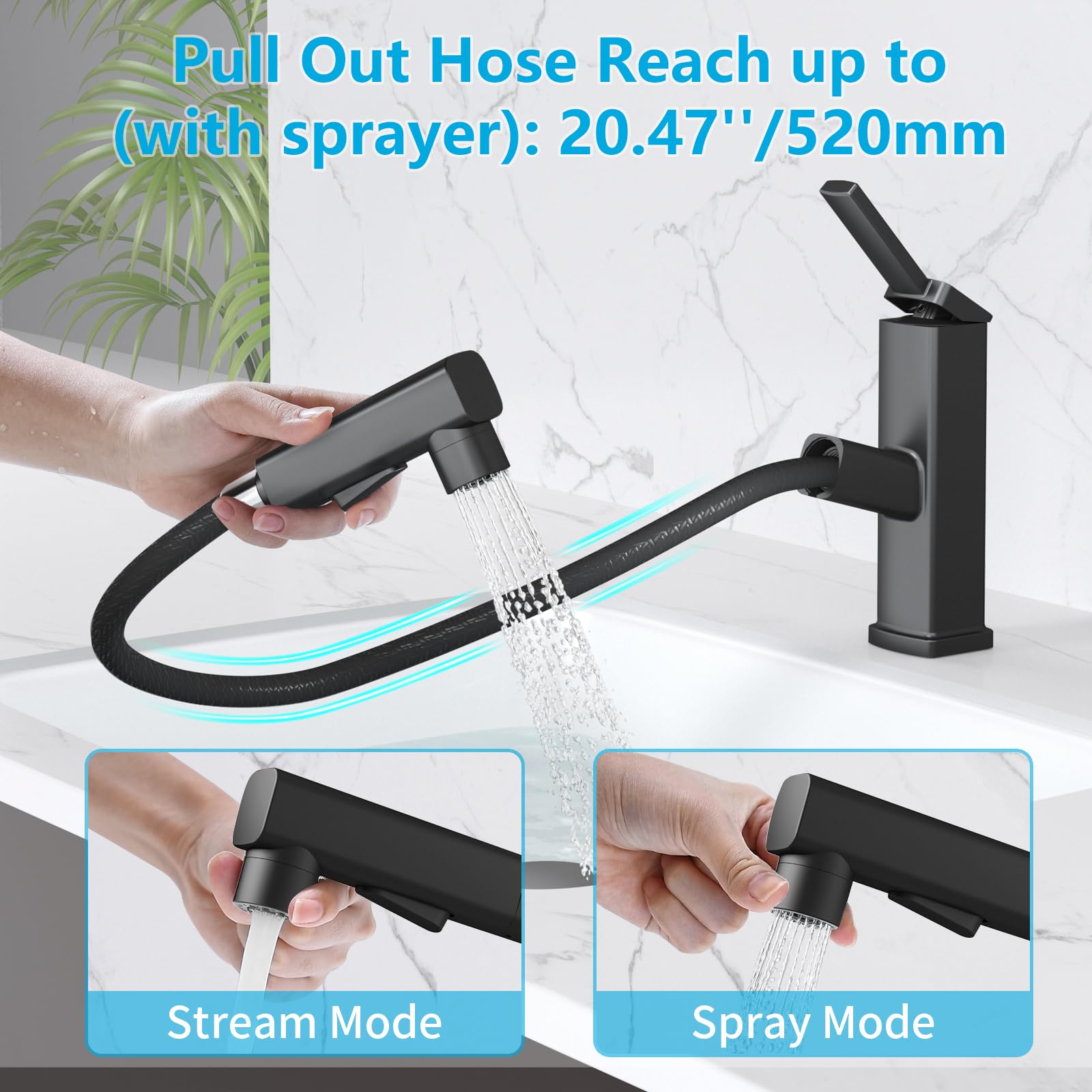 MIAOHUI pullout spout spray mode for quick rinsing tasks