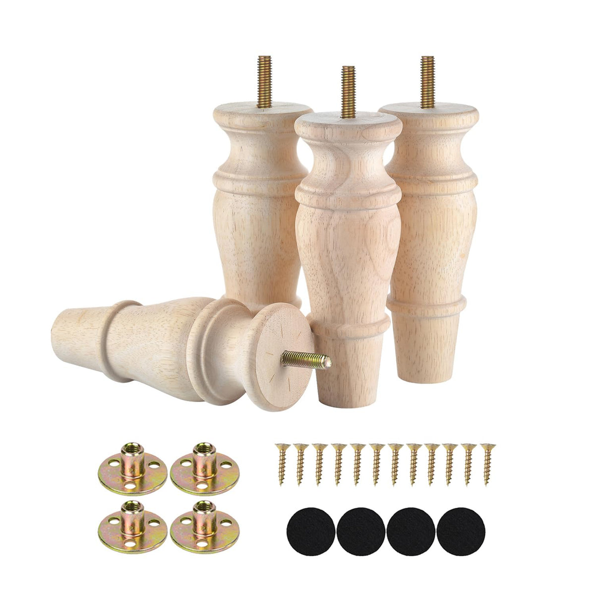 Michanco 6-inch wooden leg front view for sofa replacement, easy to install and upgrade stability.