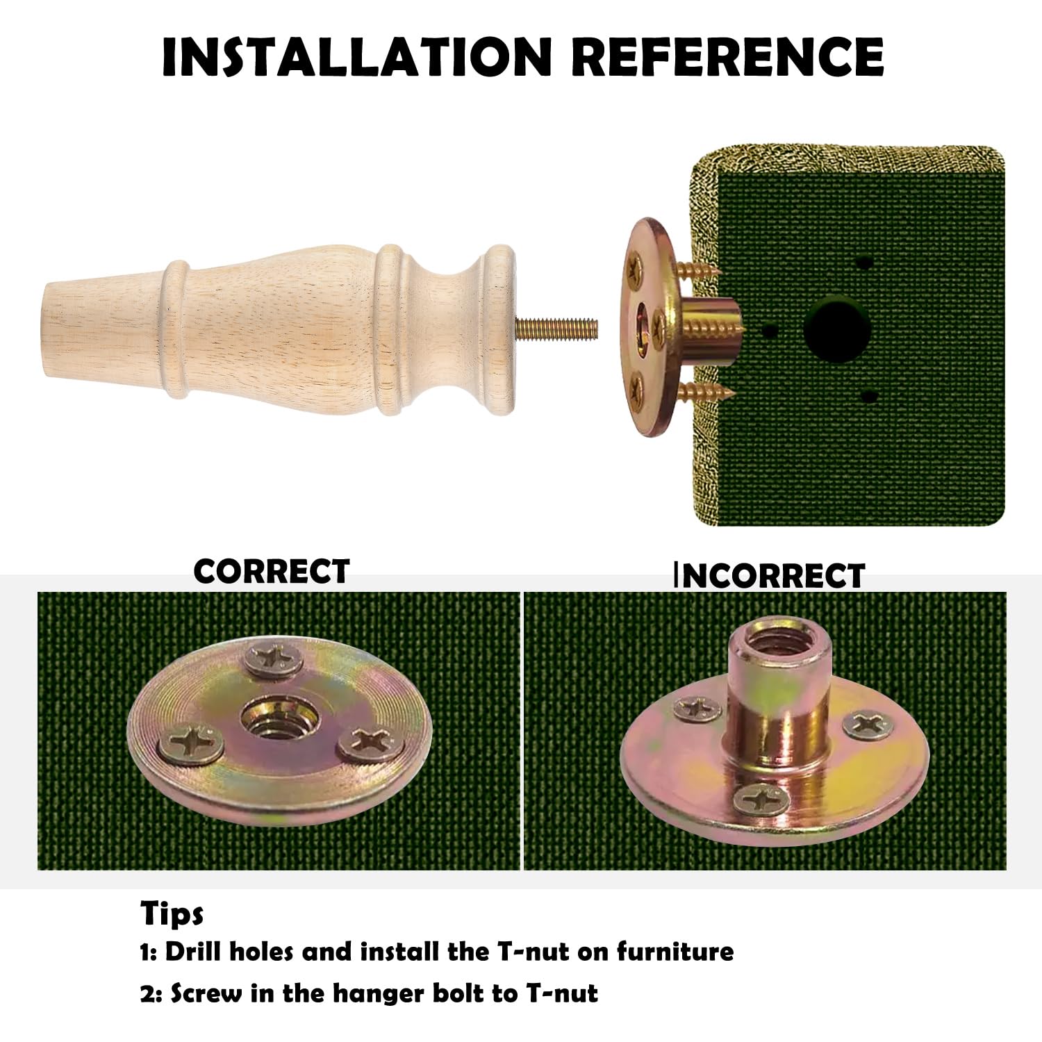 Michanco 6-inch wooden leg pack of 4, includes hardware for mounting.