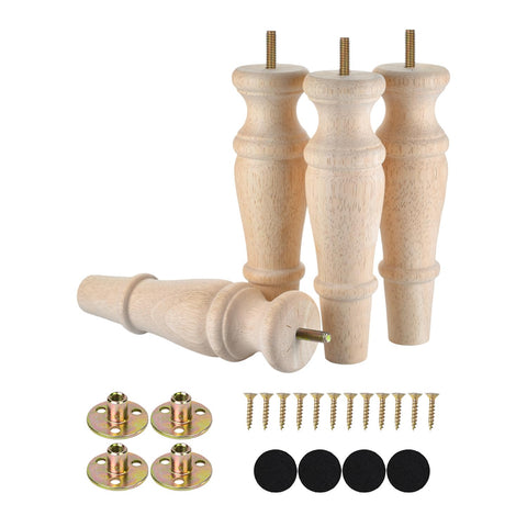 Michanco 8-inch unfinished wooden sofa leg, front view, ideal for custom color.