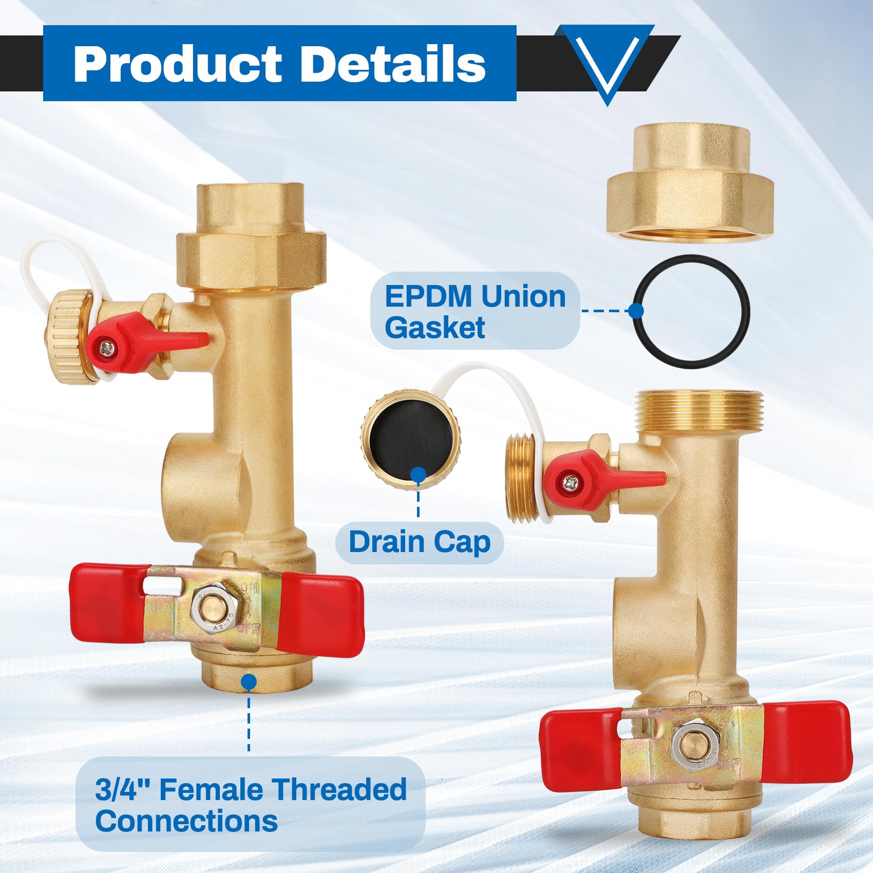 Micnce 3/4in tankless valve kit cold isolation valve for quick service.