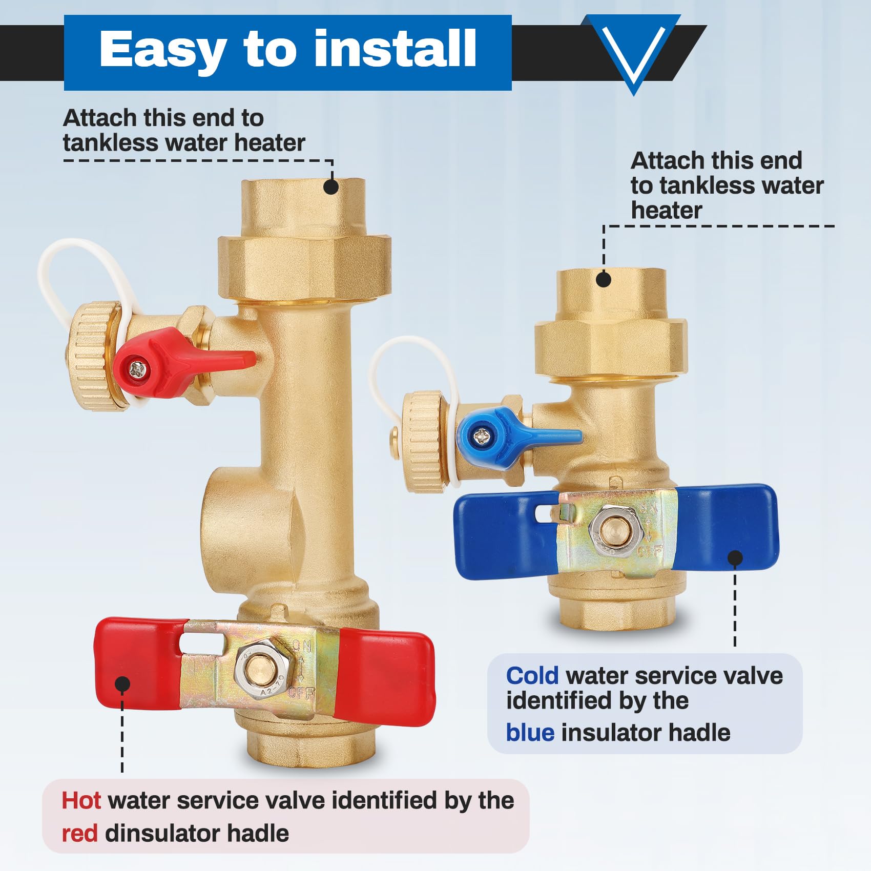 Micnce built-in drain valve with brass cap simplifies maintenance.