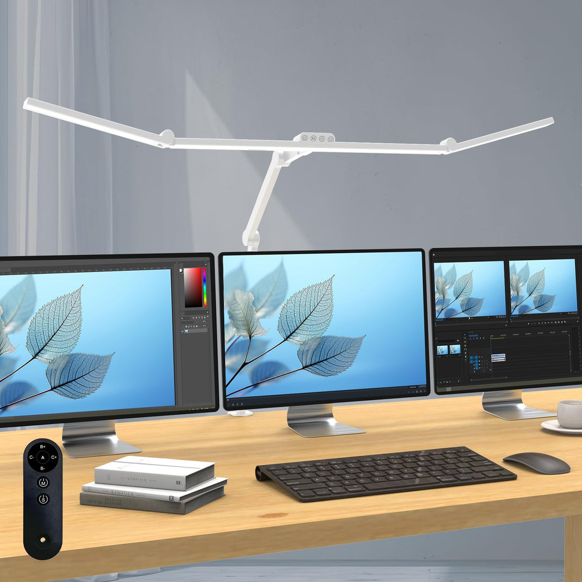Micomlan 3000-lumen desk lamp with 7 joints for flexible lighting across the workspace.