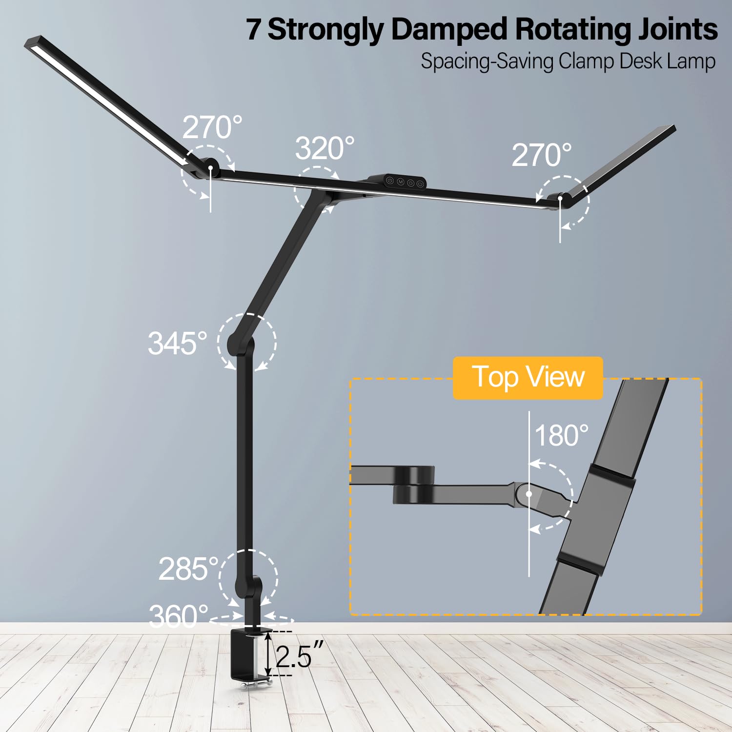 45° angled away main light on the Micomlan lamp reduces glare on the screen.