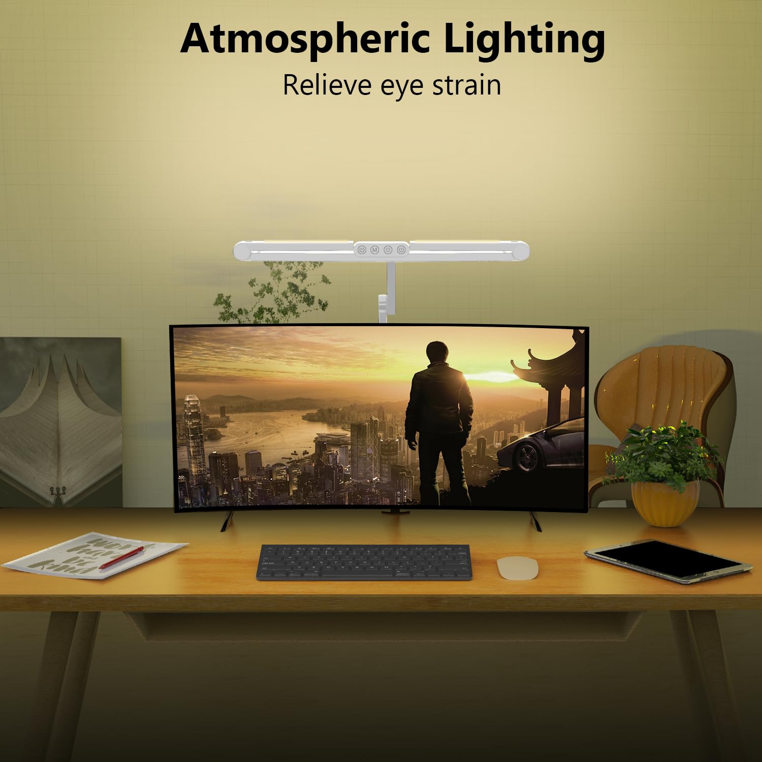 Micomlan Architect Desk Lamp 45-degree LEDs reduce screen glare.